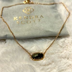 Kendra Scott Rose Gold Elisa Pendant Necklace in Antique Black